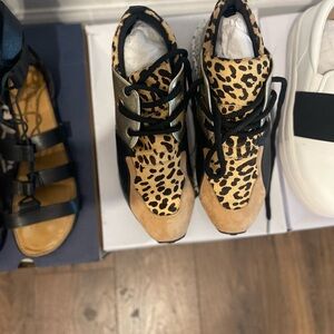 Leopard Print High-Top Sneakers